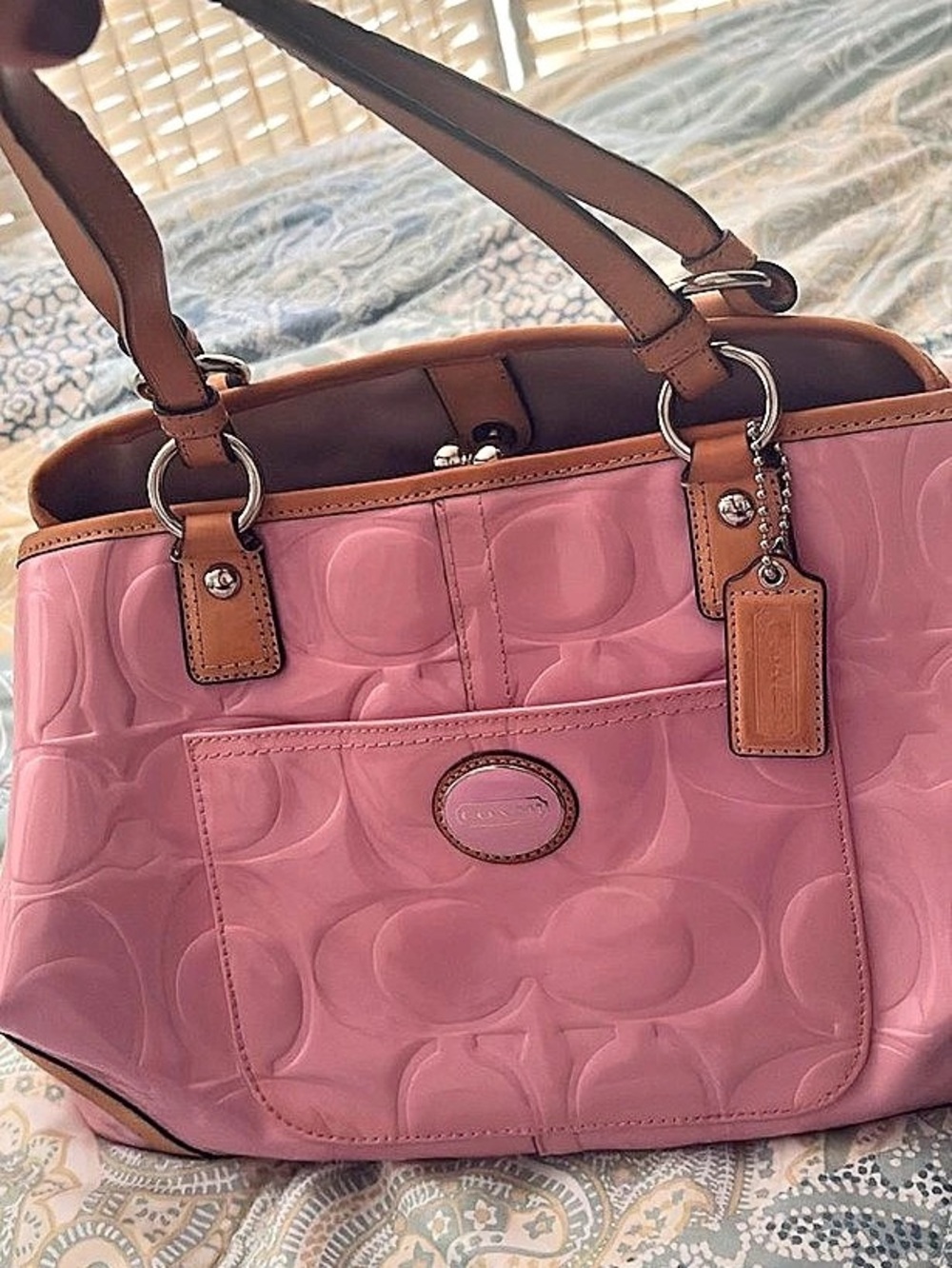 Coach Pink & Brown Tote Bag